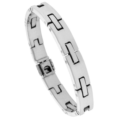 925 Sterling Silver H-Shaped Link Bracelet for Gentlemen 9mm, 7.5