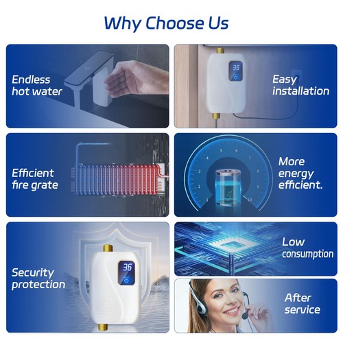 Tankless Water Heater Electric 110V, 3000W Instant Electric Water Heater, Und... - Picture 4 of 8