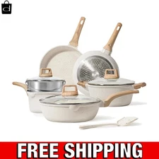 Durable 10-Piece Nonstick Kitchen Cookware Set - Effortless Cleanup Included