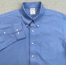 Brooks Brothers Shirt Mens 16.5 - 34/35 Blue Regent 100 Cotton Oxford OCBD