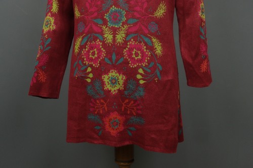 GUDRUN SJODEN Multi Floral Linen Long Sleeve Button Front Cardigan Sweater Sz M - Picture 9 of 12