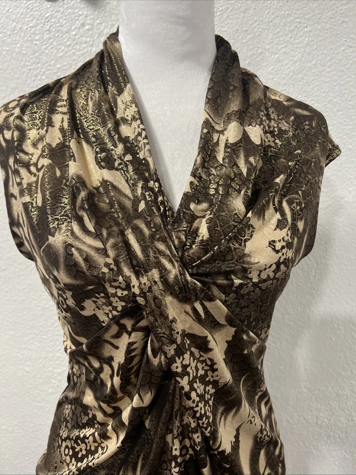 Top Dressbarn Y2K Babydoll Metálico Floral Piel de Serpiente Look Talla S Foto 4 de 4