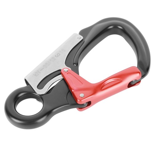 (Schwarz Rot) 35KN Kletterkarabiner Clips D-förmige Schwerlastkarabiner Fü - Afbeelding 6 van 24