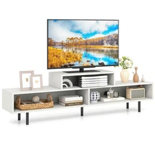 TV Stand, 63” Long Entertainment Center w/Open Storage Shelves for TVs up to 70”