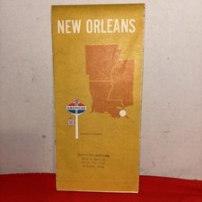 Vintage Original 1967 American Oil NEW ORLEANS CITY ROAD MAP GAS & OIL NICE!