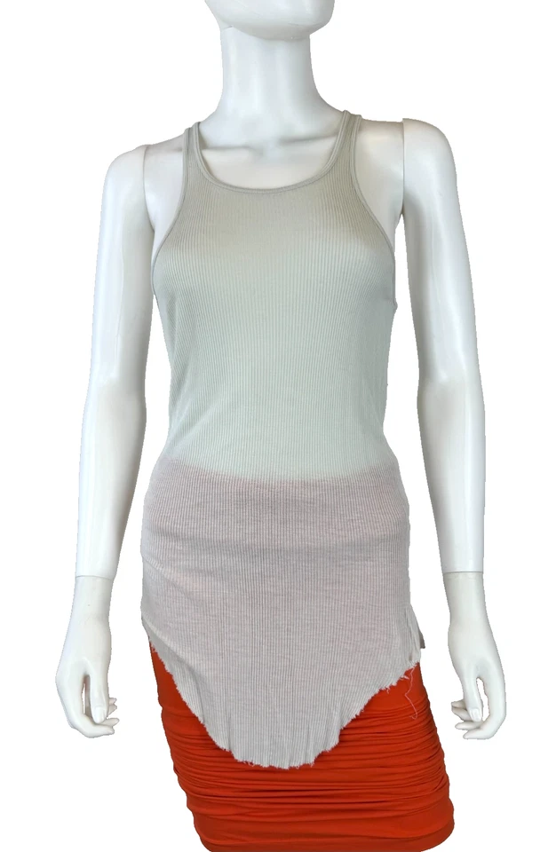 Camiseta sin mangas Rick Owens Anthem SS11 Auténtica 12 EE. UU. 48 IT L Gris Acanalada Seda Pasarela Foto 3 de 4