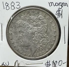U.S. 1883-P Morgan Silver Dollar 90% Silver AU Condition