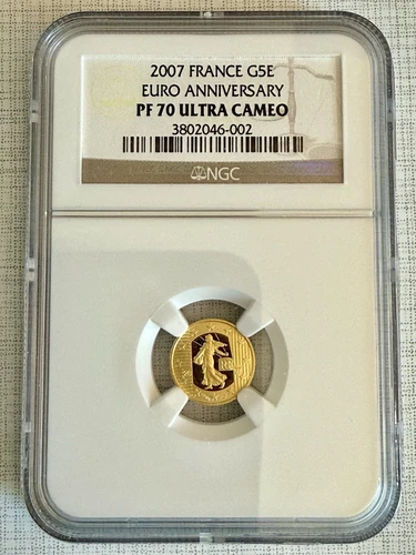 France 2007 Euro Anniversary 5 Euro 1/25 oz Gold NGC PF70 ULTRA CAMEO SKU#2394