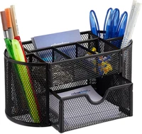 Schreibtischorganizer, BüRoablage Mit Stiftehaltern & Schublade, Metall Mesh, Hb