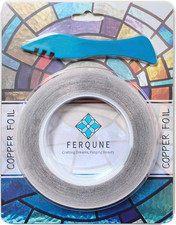 3/16 Inch Black Backed Copper Foil Foil Tape for Stained Glass, 2 Rolls, 1 Burni