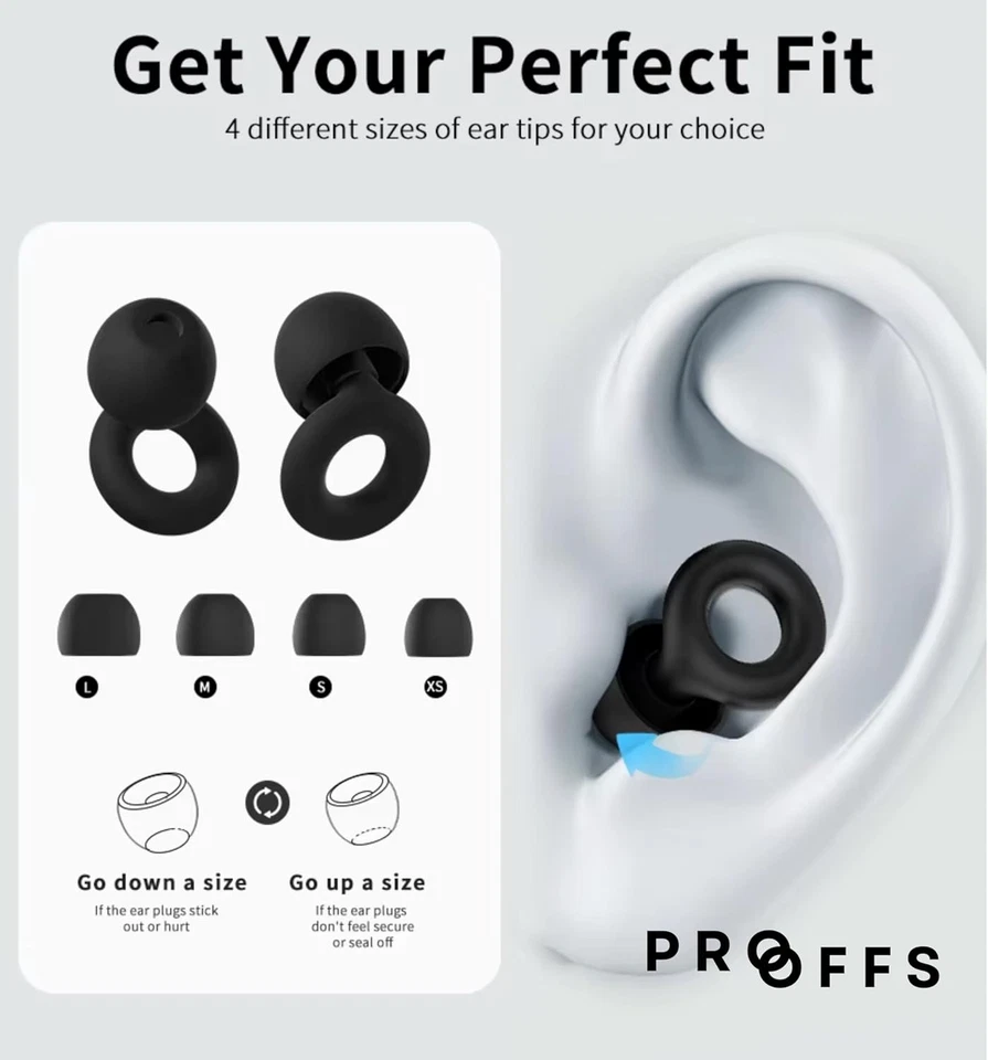 Tapones para los oídos de silicona reutilizables con cancelación de ruido tapones para los oídos protector estudio sueño natación Foto 3 de 4