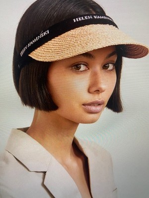 HELEN KAMINSKI MARINA RAFFIA VISOR HAT NEW/TAG NATURAL/BLACK  display picture 1