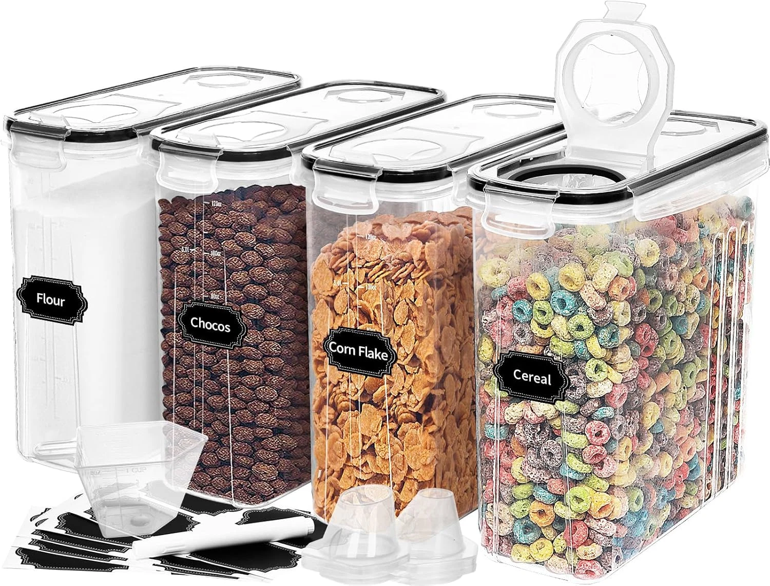 Skroam 4PCS Cereal Containers Storage [4L/135.2 Oz], Airtight Food Storage Conta