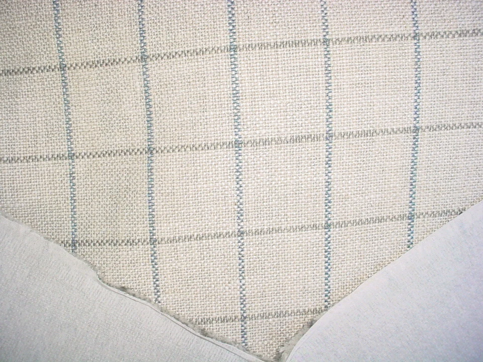 5-1/8Y Clarence House 1891001 Lawrence Oyster Plaid Burlap Upholstery Fabric - Image 4 of 4
