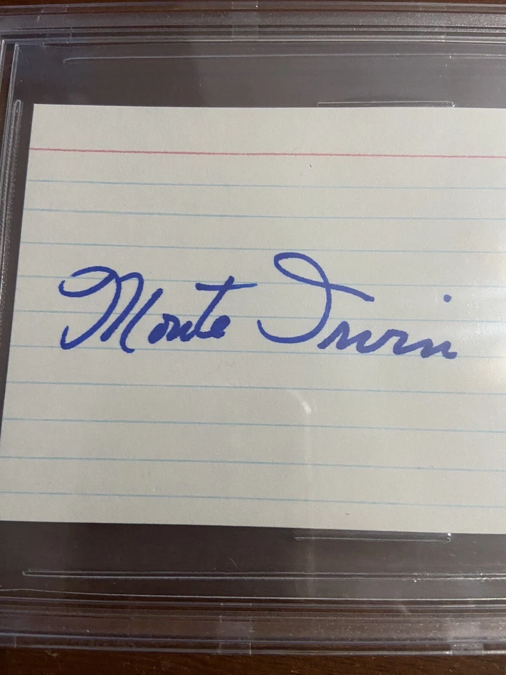 Tarjeta índice firmada por Monte Irvin 3x5 de colección firma automática autenticación Beckett Foto 2 de 2