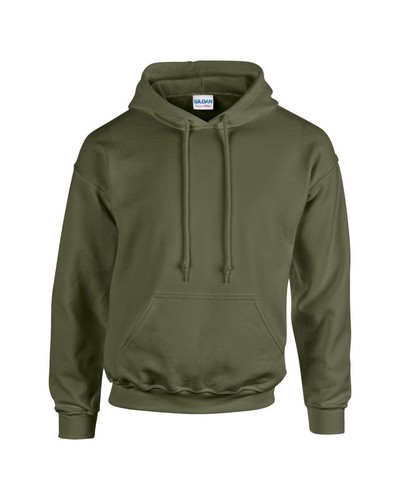 Militärgrün Gildan Einfarbig mit Kapuze Schwer Blend Sweatshirt Pullover Herren - Picture 2 of 4