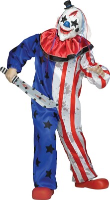 Fun World Böser Clown Amerikanische Flagge USA Scary Kinder Halloween Kostüm