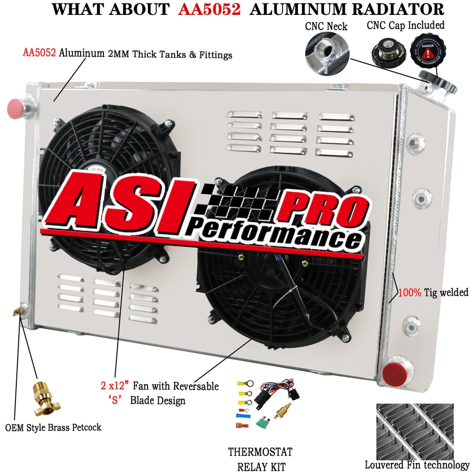 716 3 Row Radiator Shroud Fan For 1973-1987 Chevy C10 C20 C30 K10 K20 K30 Truck Foto 2 de 4