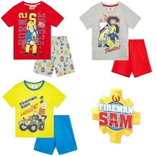 Boys Kids Children Fireman Sam Pyjamas T-Shirt Shorts Set pjs Age 2 3 4 5 6 yrs
