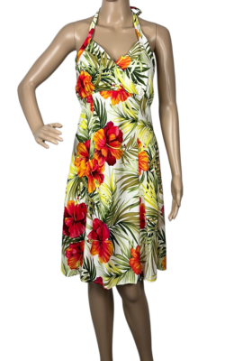 Two Palms Hibiscus Print Halter Neck Hawaiian Dress Size S | eBay