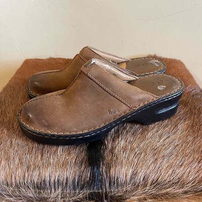 Born - Boc Leather Slip On Brown Mules Women's 9 BC1079 *FLAKING - READ*