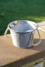 Round Zinc Pot Flowers Herbs Planter with Rope Handles 19cm