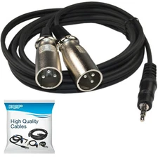 HQRP 6ft 1/8" (3.5mm) to Dual XLR Male Splitter Y Cable for Shure PG48