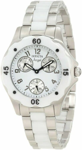 Invicta Stainless Steel Case Ceramic Band Wristwatches