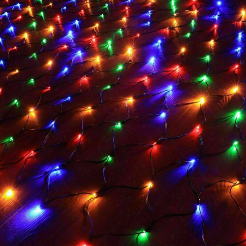 Solar LED Fairy String Net Lights Curtain Mesh Christmas Party Outdoor Garden - Picture 4 of 12