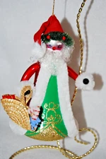 Soffieria De Carlini  Blown Glass Santa W Toy Basket Christmas Ornament Italy