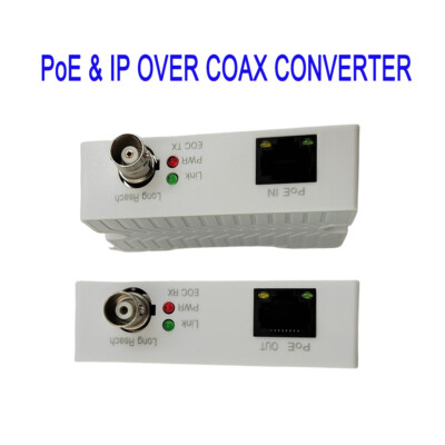 POE Over Coax EOC Converter IP Coax Max 3000ft Over Regular RG59 Coaxial 1pair 
