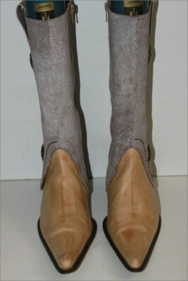 Bottes Mi-mollet Pointues Phil Perray En Daim Camel & Moucheté - Taille 39 - Occasion TBE