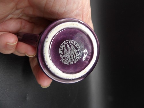Gefle sweden miniature pitcher/creamer purple-2.5"- signed BK - Picture 5 of 5