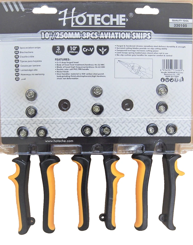 Tijera de cizalla de chapa recta izquierda derecha 3 piezas 10" para aviación 320105 Foto 3 de 4