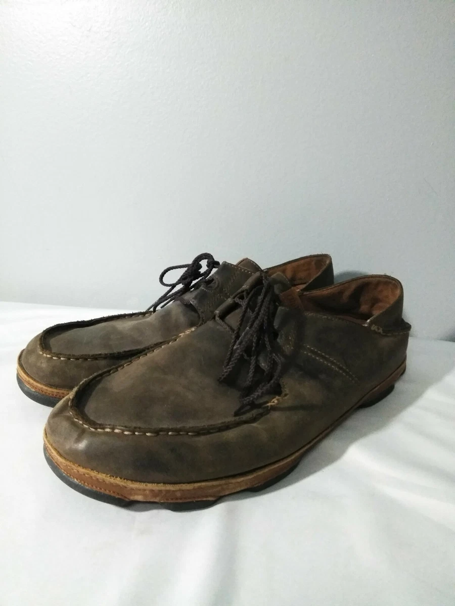 Olukai Ohana Lace Up Brown Nubuck Leather Mens 11.5