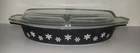 Vintage Pyrex Black Snowflake 1-1/2 Qt Casserole Dish With Lid. Free Shipping.