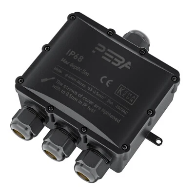 PEBA IP68 Waterproof Junction Box 4-Way Outdoor Electrical Cable Connectors 4-14 mm Ø