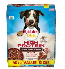 Dry High Protein Dog Food Triple Steak Flavor, for All Lifestages, 40 lb Bag