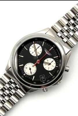 Longines Flagship Reverse Panda Chronograph 7281 Black Dial Quartz 37mm Men's - Picture 16 of 24