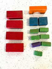 Vtg Colorful wooden blocks - set of 14