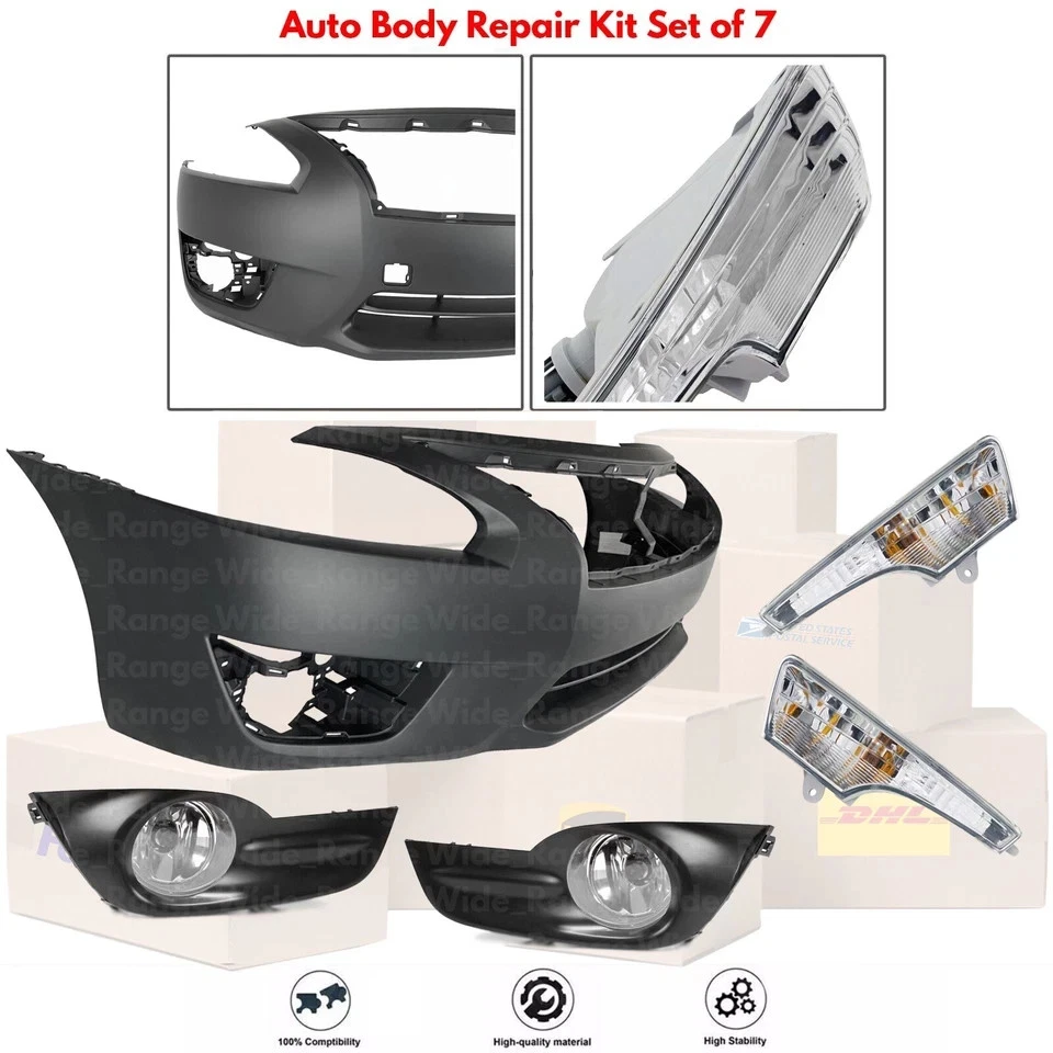 Front Bumper Cover Primed & Fog Lights Assembly Kit For 2013-2015 Nissan Altima - Image 2 of 4