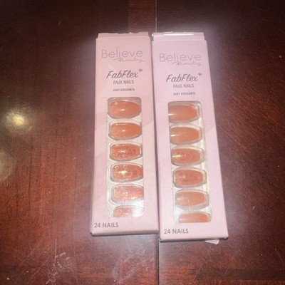 Believe Beauty FabFlex Long Length Faux Nails Just Desserts 24CT~Lot of 2~