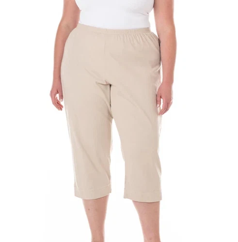 Fresh Produce 1x sand beige jersey cotton $56 stretch classic capris nwt new 1x