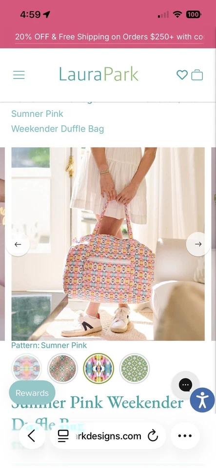 Bolso de Lona Laura Park Grande Weekender en Rosa Sumner - ¡Manga de Transporte para Carrito! Foto 2 de 4