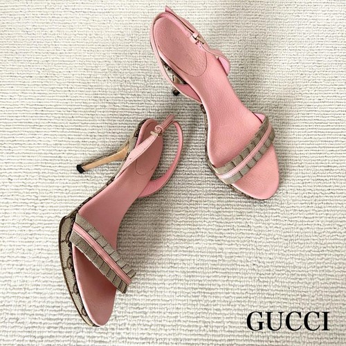 GUCCI Mules Sandals Heel GG Canvas/Leather Multicolor EU36/US6 79899c - Picture 21 of 24
