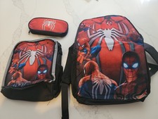 Spider-Man Kids Backpack Set Red Black Polyester Adjustable Pencil Case