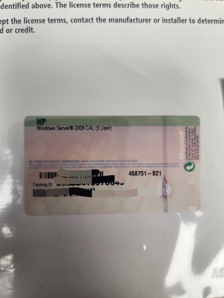 Windows Server 2008 5 User CAL License 468751-B21 R18-02503 Client Access Key - Image 4 of 4