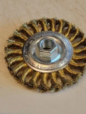 PFERD EDP-82366 Mini .014 Brass Wire Wheel Brushes 4" Dia. x 5/8-11 Thread