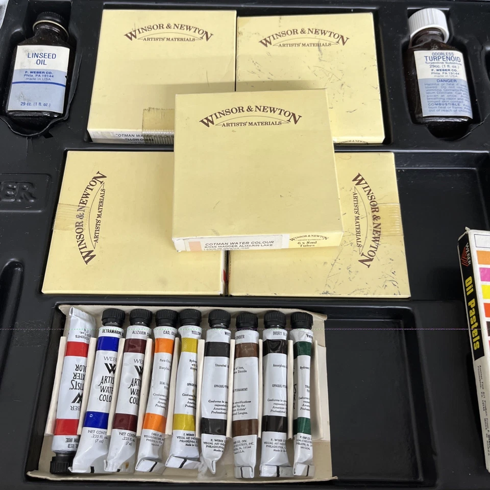 Vintage Weber Winsor & Newton Artist Painting Set Watercolor Oil Pastel Kit - Image 3 of 4