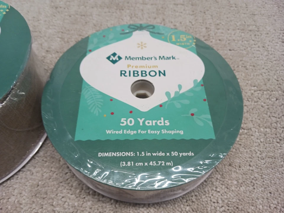 Lote de 2 2 2,5" e 1,5" x 50 jardas MEMBERS MARK Premium fita com fio borda dourada - Imagem 4 de 4
